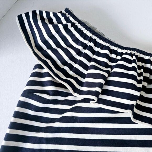 J.Crew One-Shoulder Ruffle Top | Black White Stripes | Women’s XS EUC - Picture 7 of 8
